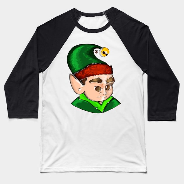 Christmas santa elf face Baseball T-Shirt by GhoneamArt